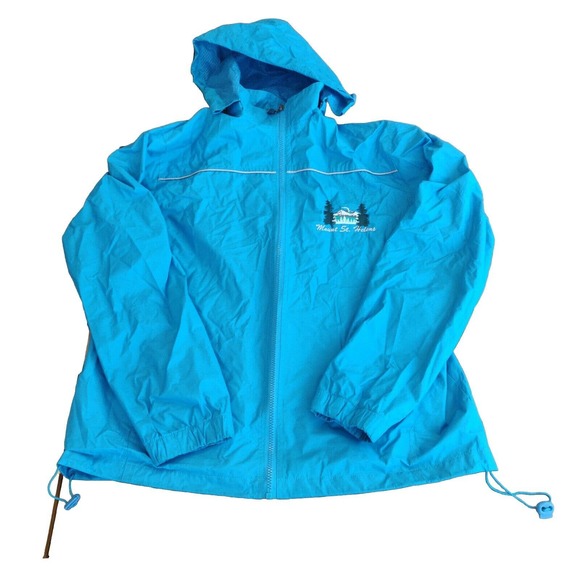vintage Gogo Sports Women's Windbreaker Jacket Blue XXL Full Zip Removable Hood - Picture 1 of 7